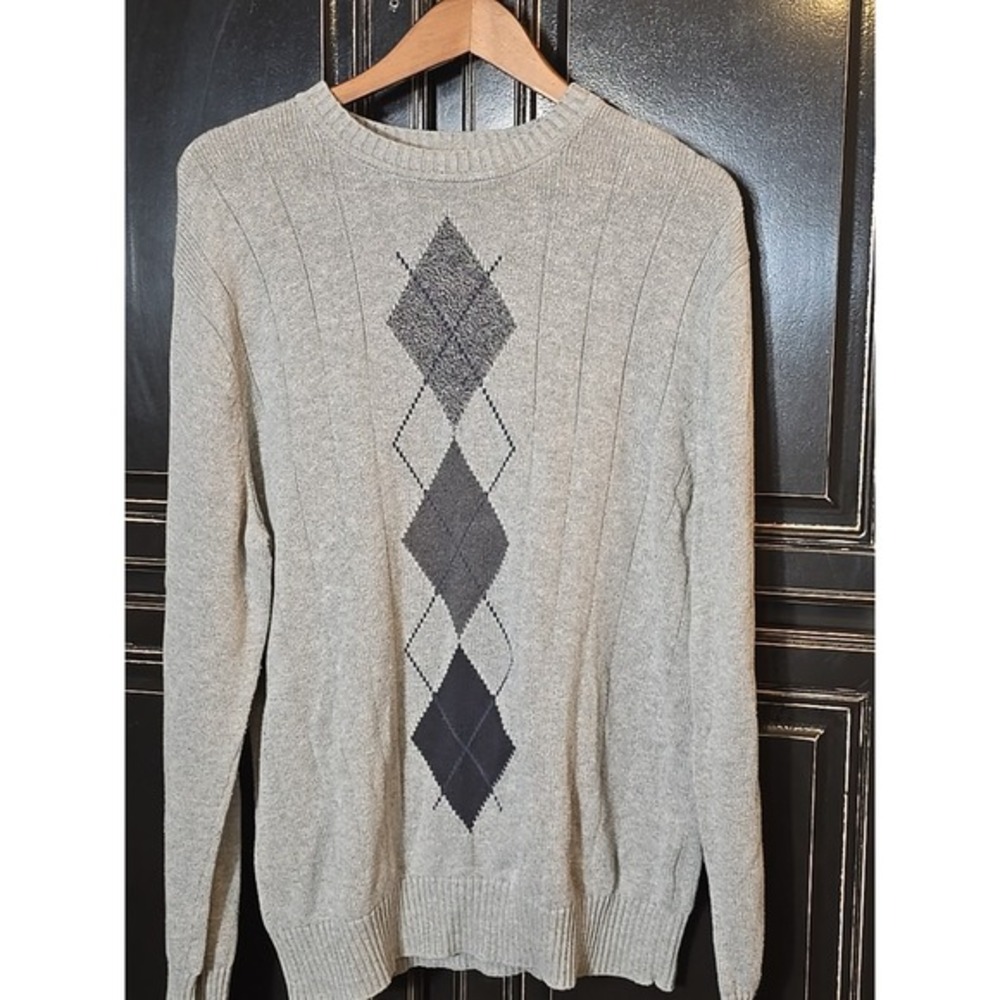 Docker Grey Argyle Diamond‎ Sweater Large Classic Preppy Grandpa Academia